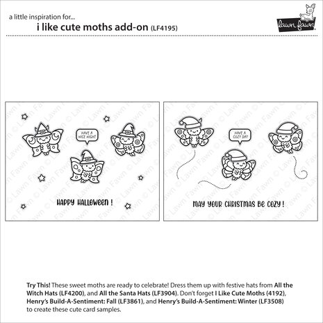 Lawn Fawn I Like Cute Moths Add-On Clear Stamps (LF4195) Lawn Fawn I Like Cute Moths Add-On Clear Stamps (LF4195)