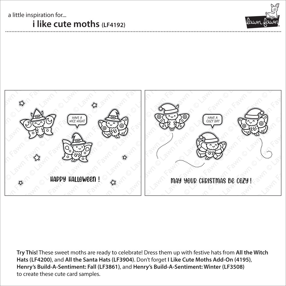 Lawn Fawn I Like Cute Moths Clear Stamps (LF4192) Lawn Fawn I Like Cute Moths Clear Stamps (LF4192)