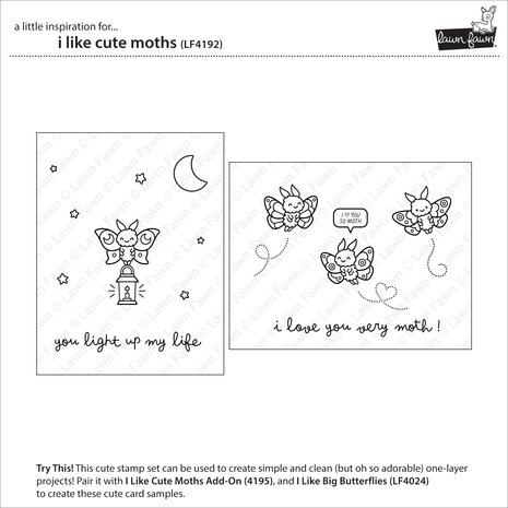 Lawn Fawn I Like Cute Moths Clear Stamps (LF4192) Lawn Fawn I Like Cute Moths Clear Stamps (LF4192)