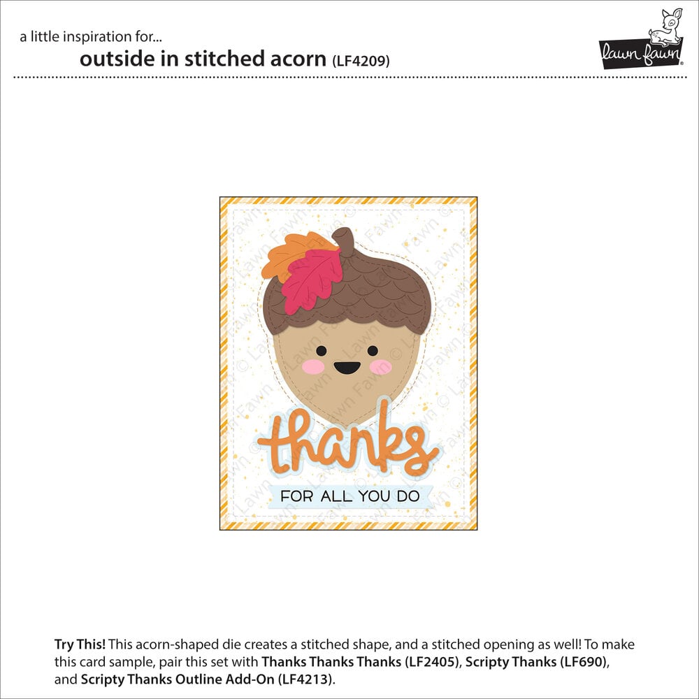 Lawn Fawn Outside In Stitched Acorn Lawn Cuts Dies (LF4209) Lawn Fawn Outside In Stitched Acorn Lawn Cuts Dies (LF4209)