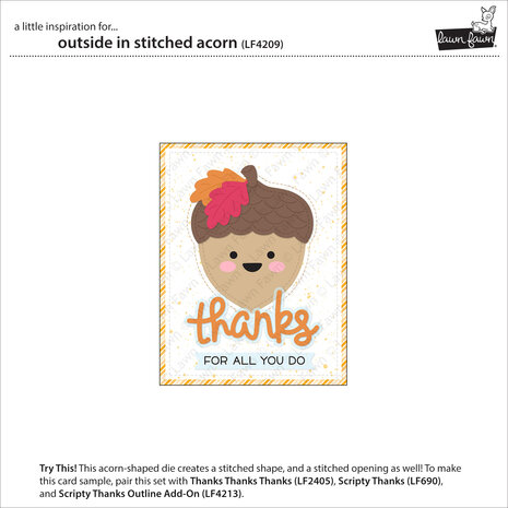 Lawn Fawn Outside In Stitched Acorn Lawn Cuts Dies (LF4209) Lawn Fawn Outside In Stitched Acorn Lawn Cuts Dies (LF4209)