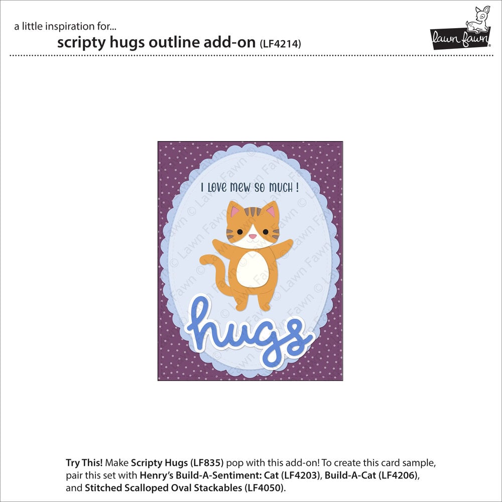 Lawn Fawn Scripty Hugs Outline Add-On Lawn Cuts Dies (LF4214)