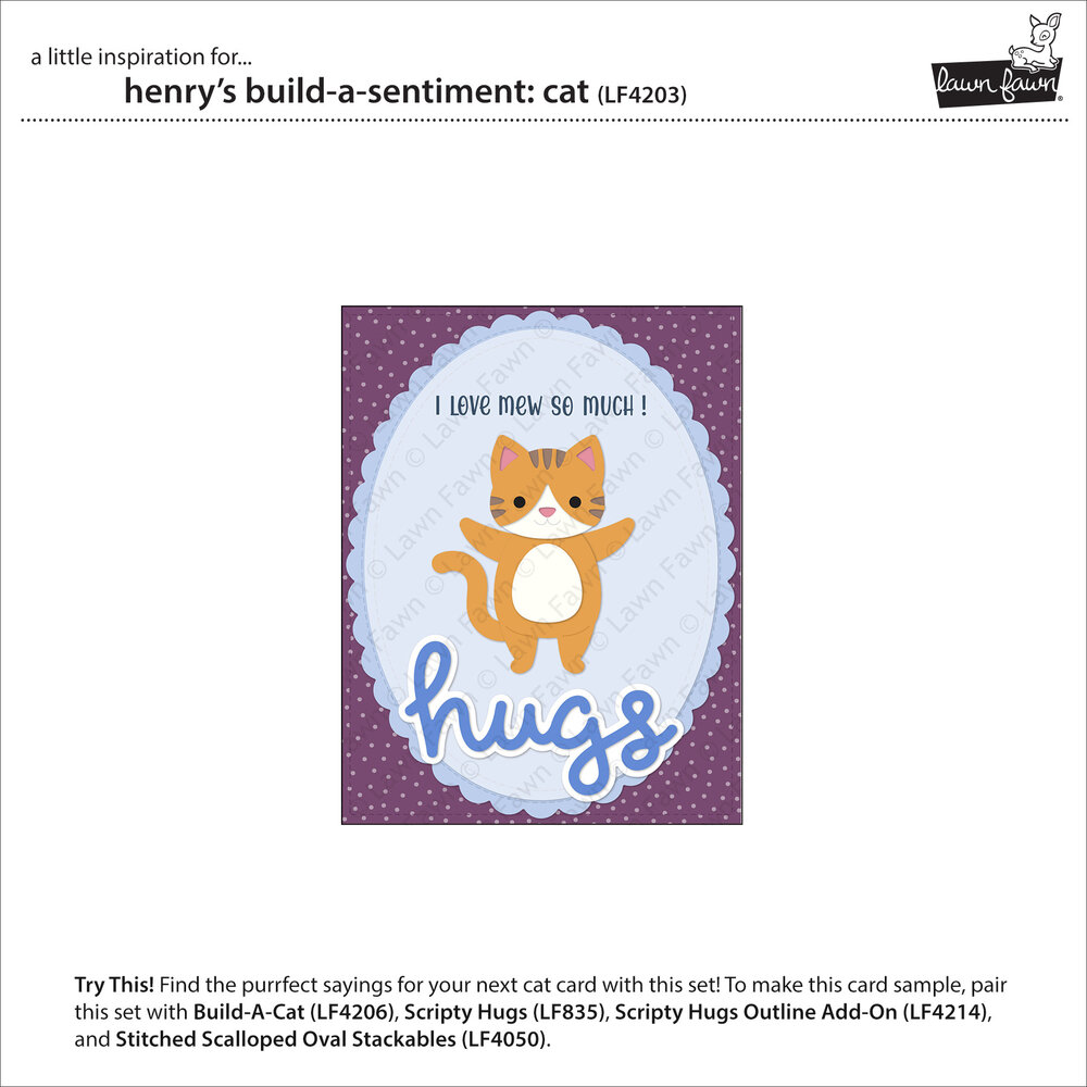 Lawn Fawn Henry's Build-A-Sentiment Cat Clear Stamps (LF4203) Lawn Fawn Henry's Build-A-Sentiment Cat Clear Stamps (LF4203)