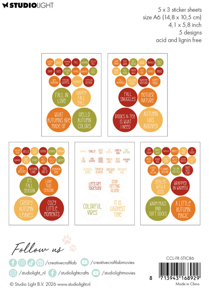 Creative Craftlab Friendz Stickers Fall (CCL-FR-STIC86) Creative Craftlab Friendz Stickers Fall (CCL-FR-STIC86)