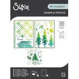 Sizzix Clear Stamps Set w/ Stencils Set Outdoor Essentials (13+1pcs) by 49 & Market (667185)