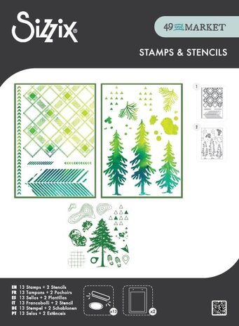 Sizzix Clear Stamps Set w/ Stencils Set Outdoor Essentials (13+1pcs) by 49 & Market (667185) Sizzix Clear Stamps Set w/ Stencils Set Outdoor Essentials (13+1pcs) by 49 & Market (667185)