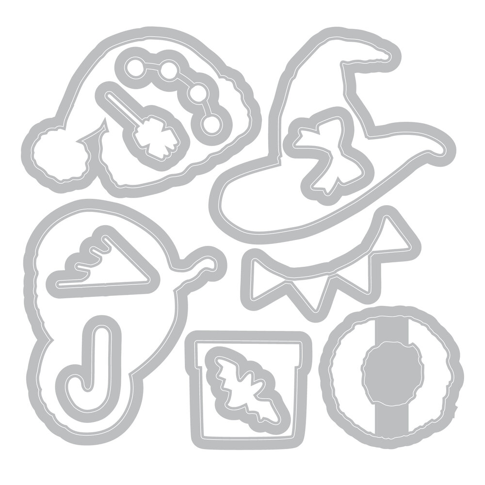 Sizzix Clear Stamps Set w/Framelit Dies Holiday Drop (13+12pcs) by 49 & Market (667178) Sizzix Clear Stamps Set w/Framelit Dies Holiday Drop (13+12pcs) by 49 & Market (667178)