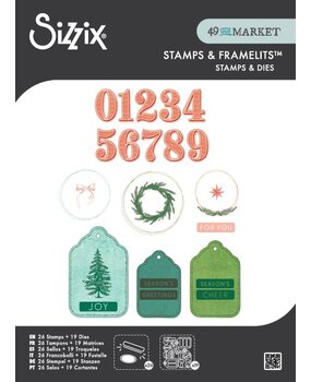 Sizzix Clear Stamps Set w/Framelit Dies Holiday Tags (26+19pcs) by 49 & Market (667180)