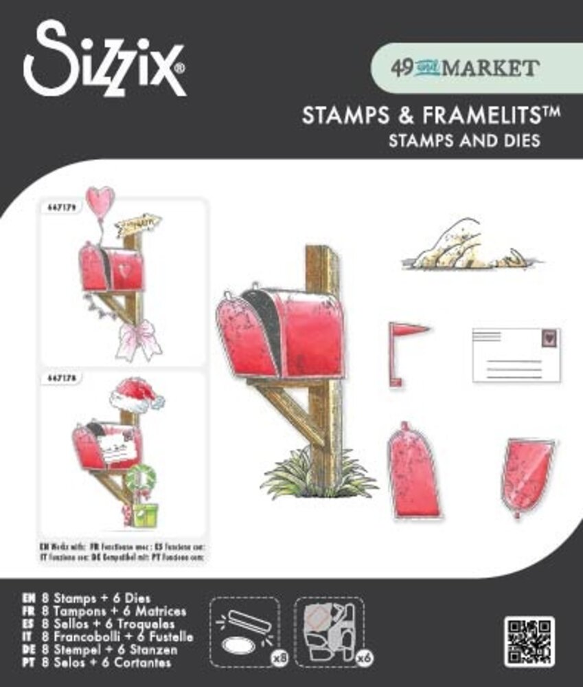 Sizzix Clear Stamps Set w/Framelit Dies Letter Drop (8+6pcs) by 49 & Market (667177) Sizzix Clear Stamps Set w/Framelit Dies Letter Drop (8+6pcs) by 49 & Market (667177)