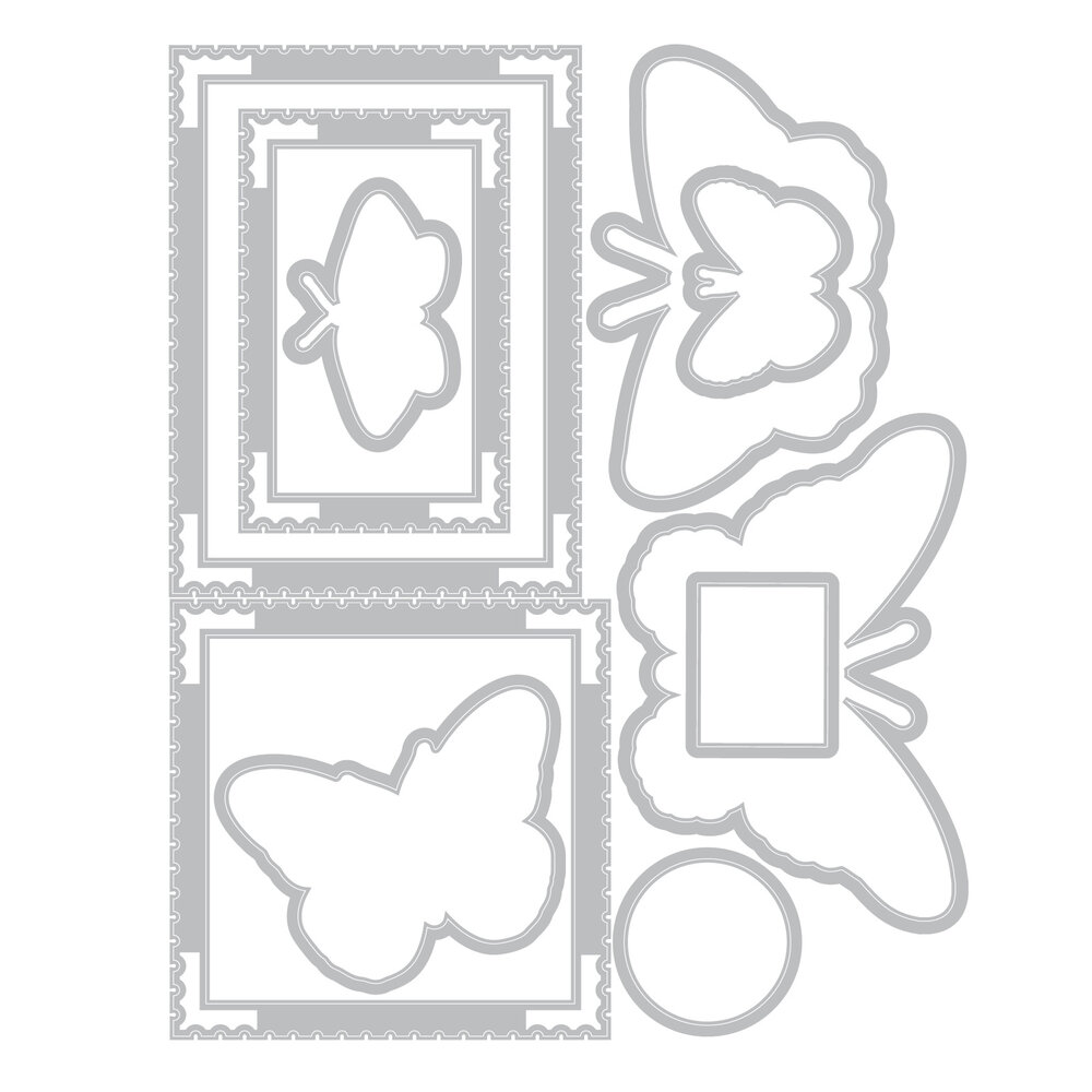 Sizzix Clear Stamps Set w/Framelit Dies Postage Wings (11+10pcs) by 49 & Market (667182) Sizzix Clear Stamps Set w/Framelit Dies Postage Wings (11+10pcs) by 49 & Market (667182)