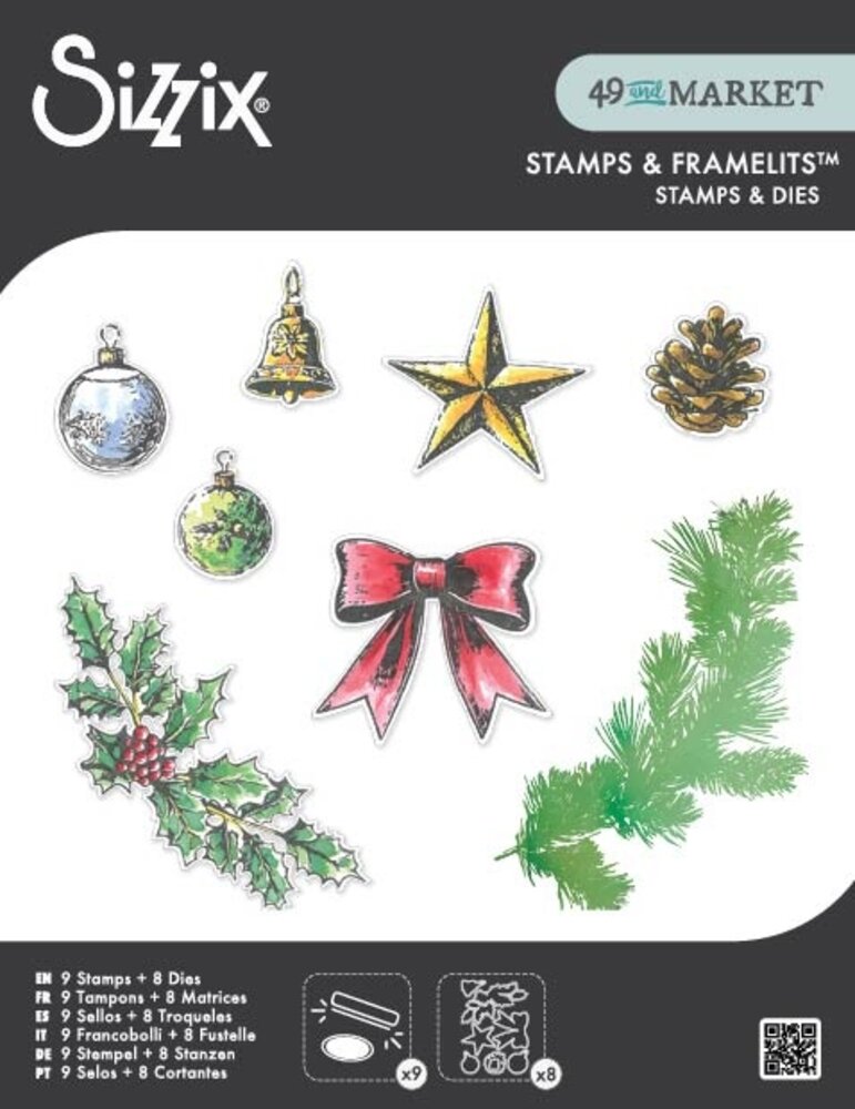 Sizzix Clear Stamps Set w/Framelit Dies Build a Wreath (9+8pcs) by 49 & Market (667175) Sizzix Clear Stamps Set w/Framelit Dies Build a Wreath (9+8pcs) by 49 & Market (667175)