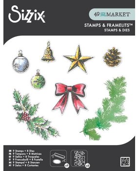 Sizzix Clear Stamps Set w/Framelit Dies Build a Wreath (9+8pcs) by 49 & Market (667175)