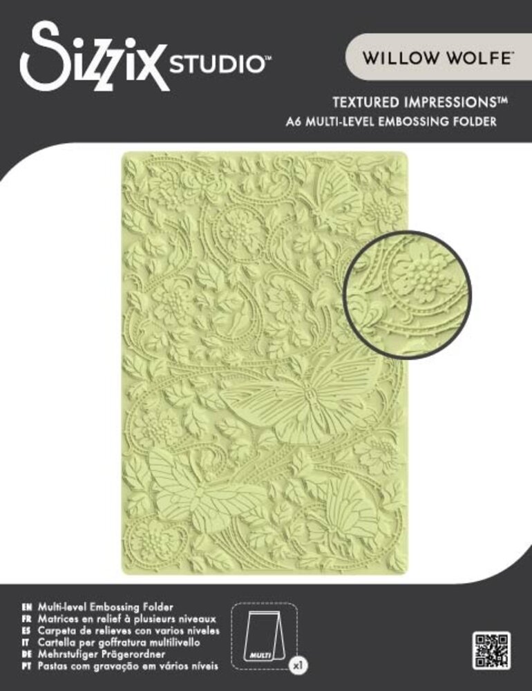 Sizzix Studio A6 Multi-Level Embossing Folder Nouveau Butterfly by Willow Wolfe (667030) Sizzix Studio A6 Multi-Level Embossing Folder Nouveau Butterfly by Willow Wolfe (667030)