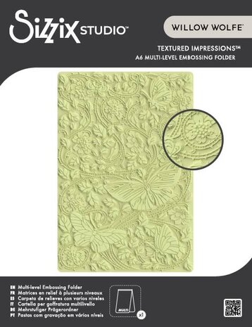 Sizzix Studio A6 Multi-Level Embossing Folder Nouveau Butterfly by Willow Wolfe (667030) Sizzix Studio A6 Multi-Level Embossing Folder Nouveau Butterfly by Willow Wolfe (667030)