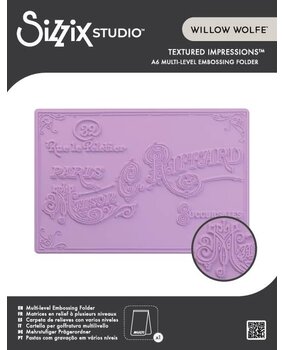 Sizzix Studio A6 Multi-Level Embossing Folder Vintage Label by Willow Wolfe (667029)