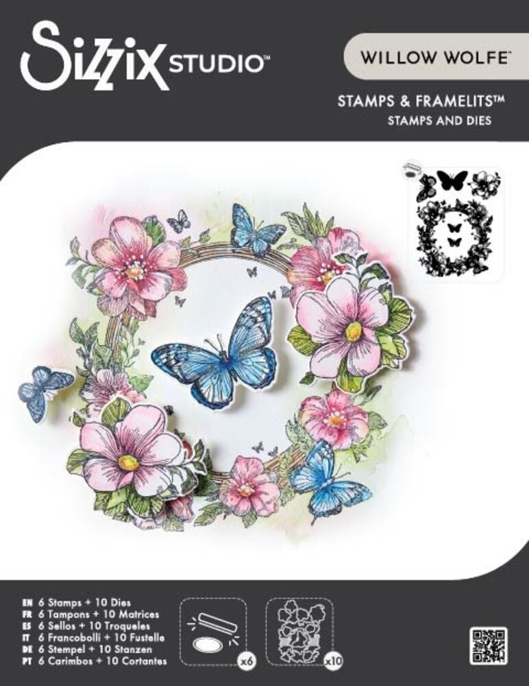 Sizzix Studio Clear Stamps Set w/ Framelits Die Artful Blooms (6+10pcs) by Willow Wolfe (667031) Sizzix Studio Clear Stamps Set w/ Framelits Die Artful Blooms (6+10pcs) by Willow Wolfe (667031)