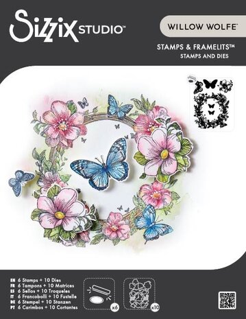 Sizzix Studio Clear Stamps Set w/ Framelits Die Artful Blooms (6+10pcs) by Willow Wolfe (667031) Sizzix Studio Clear Stamps Set w/ Framelits Die Artful Blooms (6+10pcs) by Willow Wolfe (667031)