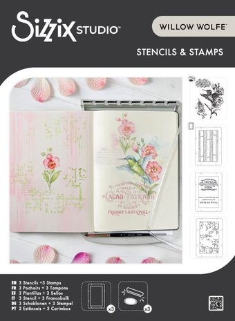 Sizzix Studio Clear Stamps w/ Stencils Hummingbird and Orchids (3+3pcs) by Willow Wolfe (667125) Sizzix Studio Clear Stamps w/ Stencils Hummingbird and Orchids (3+3pcs) by Willow Wolfe (667125)