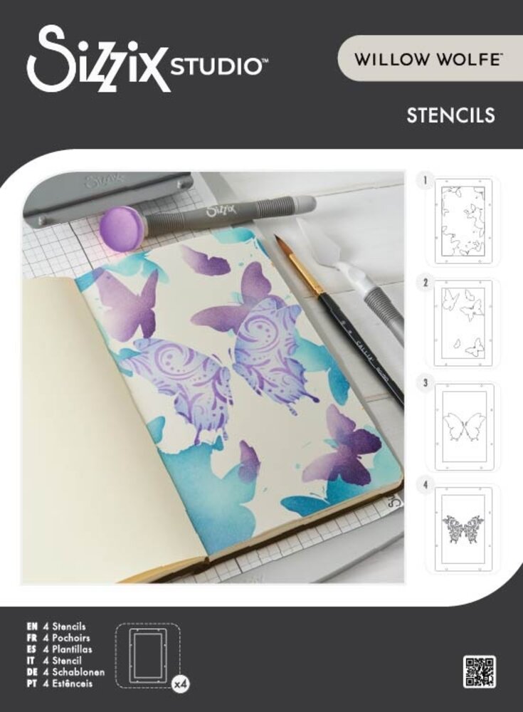 Sizzix Studio Layered Stencils Butterflies (4pcs) by Willow Wolfe (667040) Sizzix Studio Layered Stencils Butterflies (4pcs) by Willow Wolfe (667040)