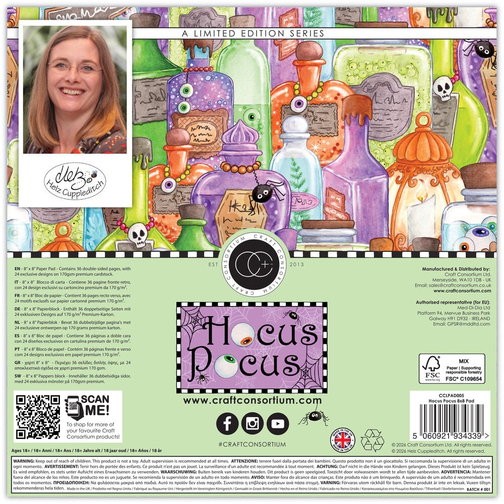 Craft Consortium Hocus Pocus 8x8 Inch Premium Paper Pad by Helz Cuppleditch (CCLPAD005) Craft Consortium Hocus Pocus 8x8 Inch Premium Paper Pad by Helz Cuppleditch (CCLPAD005)