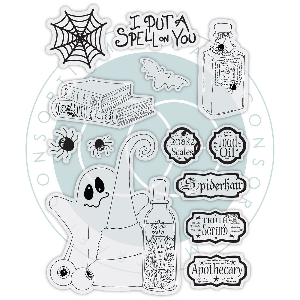 Craft Consortium Hocus Pocus A5 Photopolymer Stamp Set Spell Book by Helz Cuppleditch (CCLSTMP013) Craft Consortium Hocus Pocus A5 Photopolymer Stamp Set Spell Book by Helz Cuppleditch (CCLSTMP013)