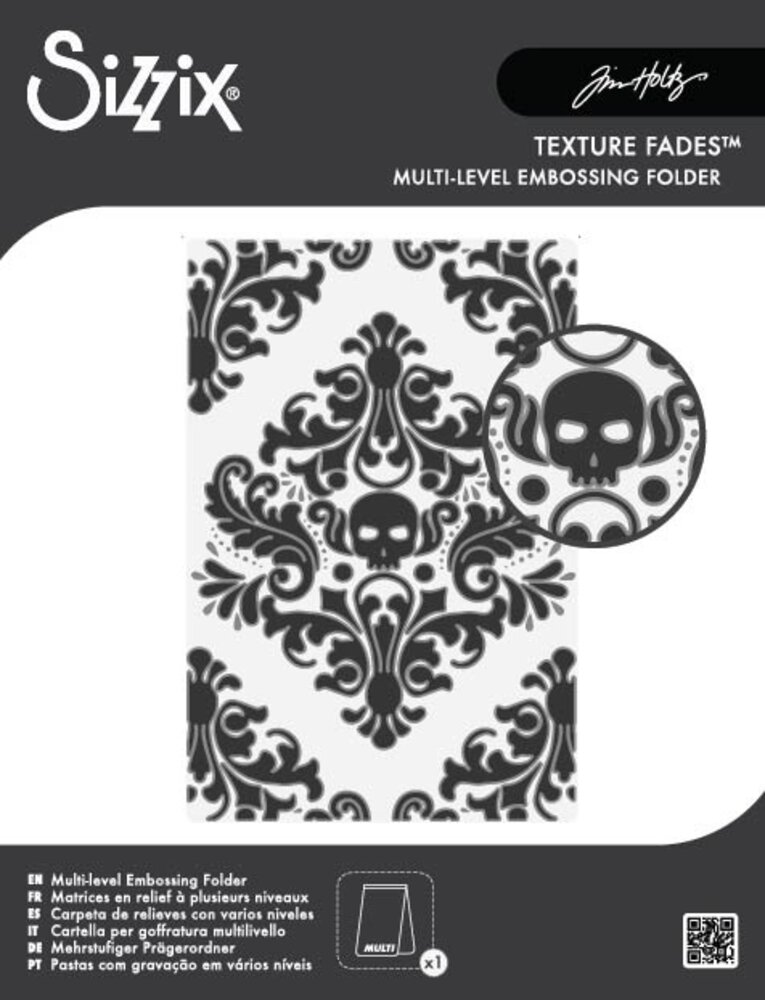 Sizzix Multi-Level Texture Fades w/ A6 Embossing Folder Vault Skull by Tim Holtz (666912)