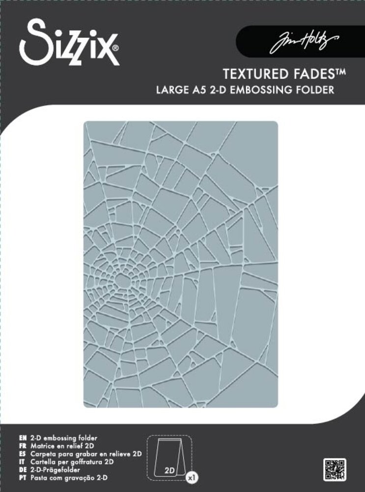 Sizzix 2D Texture Fades w/ A5 Embossing Folder Vault Cobweb by Tim Holtz (667247)