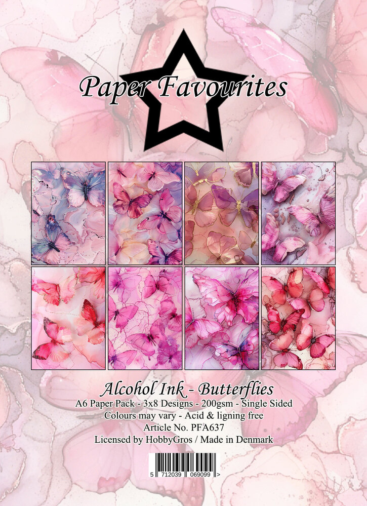Paper Favourites Alcohol Ink Butterflies A6 Paper Pack (PFA637)
