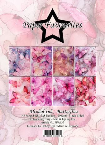 Paper Favourites Alcohol Ink Butterflies A6 Paper Pack (PFA637)