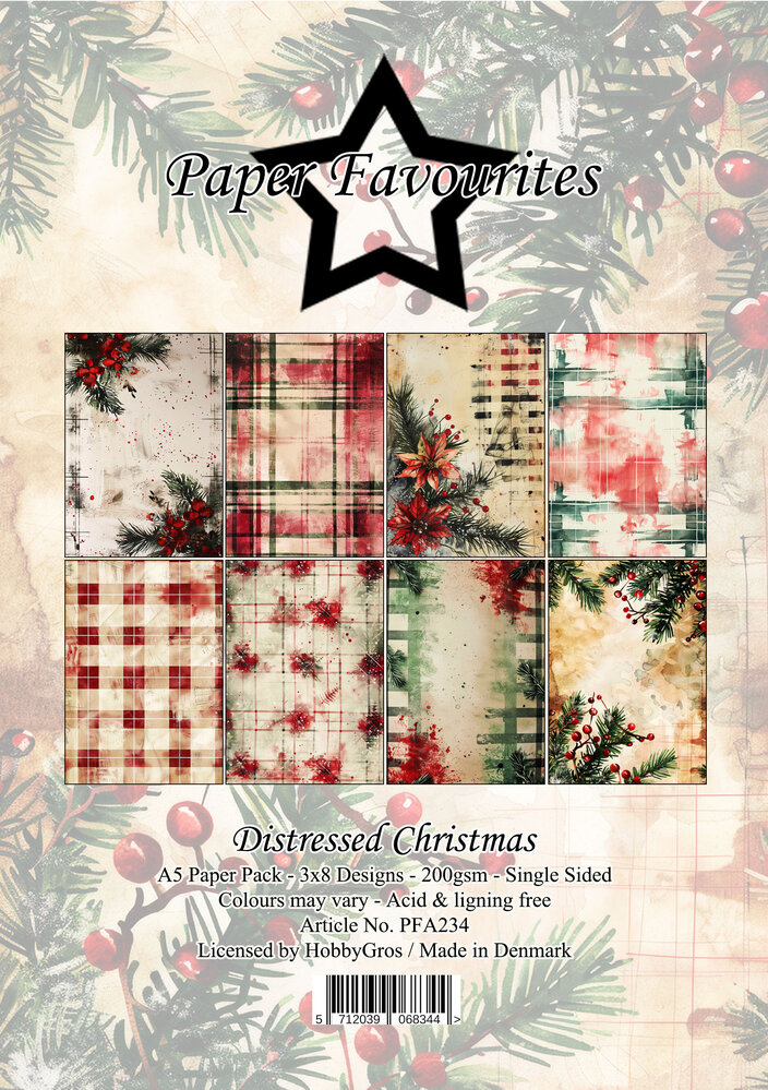 Paper Favourites Distressed Christmas A5 Paper Pack (PFA234)