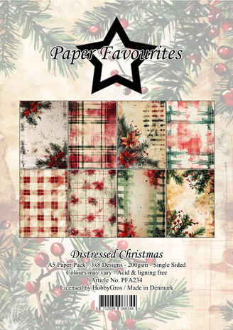 Paper Favourites Distressed Christmas A5 Paper Pack (PFA234)