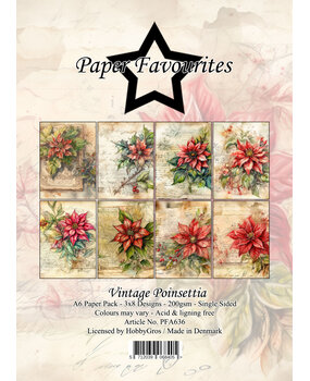 Paper Favourites Vintage Poinsettia A6 Paper Pack (PFA636)