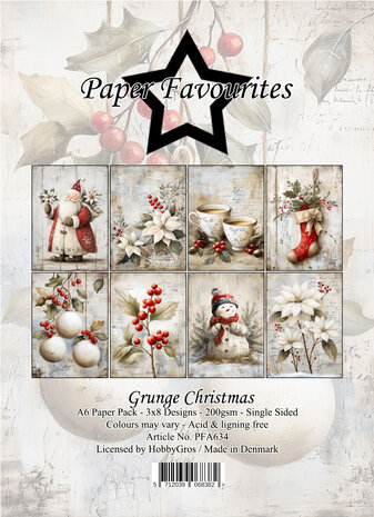 Paper Favourites Grunge Christmas A6 Paper Pack (PFA634)