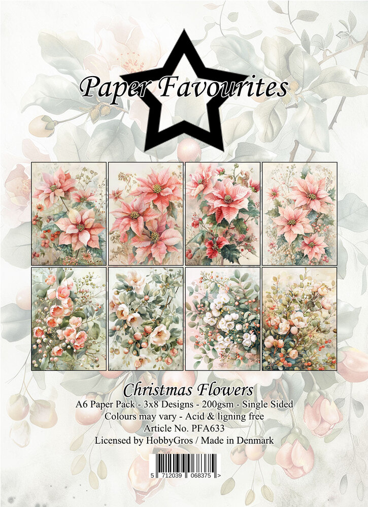 Paper Favourites Christmas Flowers A6 Paper Pack (PFA633)