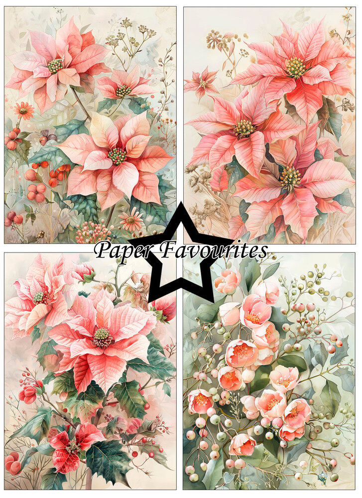 Paper Favourites Christmas Flowers A6 Paper Pack (PFA633)