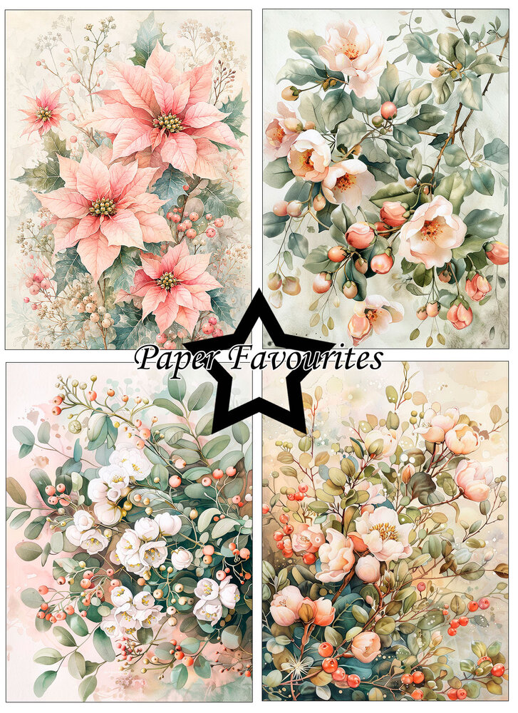 Paper Favourites Christmas Flowers A6 Paper Pack (PFA633)