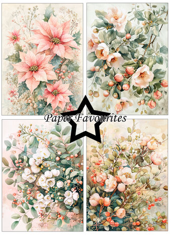 Paper Favourites Christmas Flowers A6 Paper Pack (PFA633)