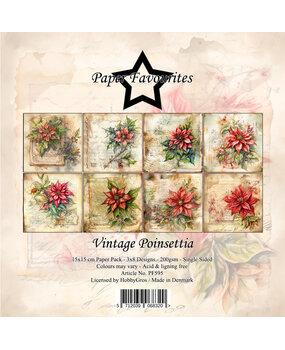Paper Favourites Vintage Poinsettia 6x6 Inch Paper Pack (PF595)