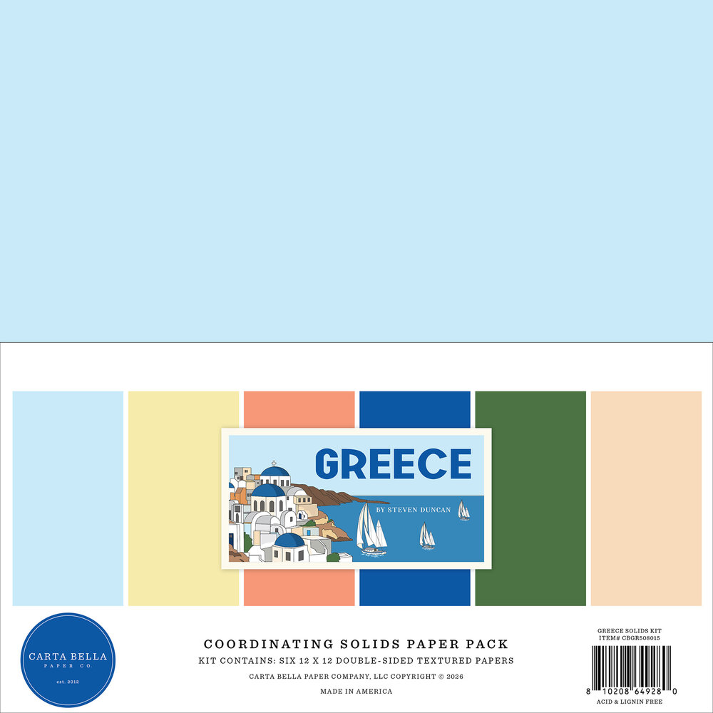 Carta Bella Greece 12x12 Inch Coordination Solids Paper Pack (CBGR508015) Carta Bella Greece 12x12 Inch Coordination Solids Paper Pack (CBGR508015)