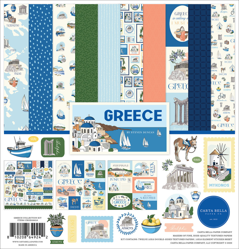 Carta Bella Greece 12x12 Inch Collection Kit (CBGR508016) Carta Bella Greece 12x12 Inch Collection Kit (CBGR508016)