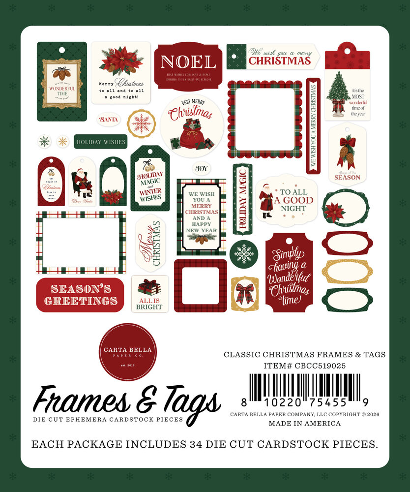 Carta Bella Classic Christmas Frames & Tags (CBCC519025) Carta Bella Classic Christmas Frames & Tags (CBCC519025)