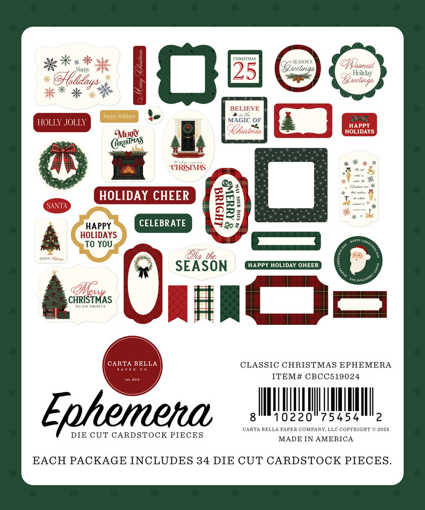 Carta Bella Classic Christmas Ephemera (CBCC519024) Carta Bella Classic Christmas Ephemera (CBCC519024)