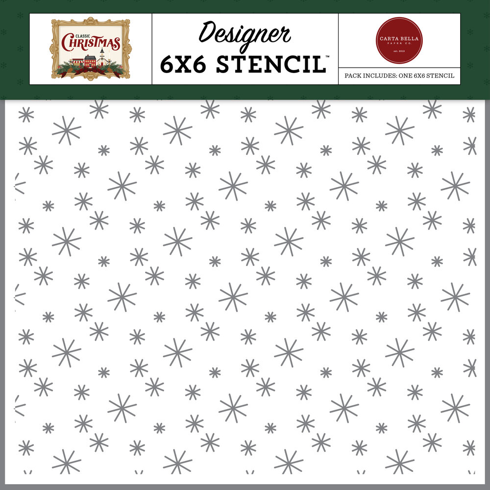 Carta Bella Classic Christmas Designer Stencil Season's Greetings Snowflakes (CBCC519033)