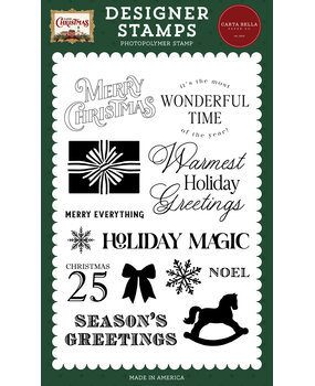 Carta Bella Classic Christmas Designer Stamp Set Warmest Holiday Greetings (CBCC519043)