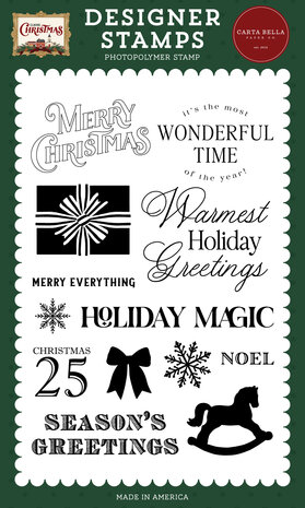 Carta Bella Classic Christmas Designer Stamp Set Warmest Holiday Greetings (CBCC519043)
