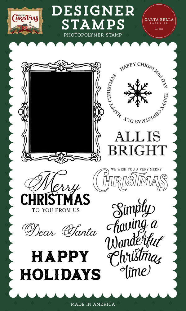Carta Bella Classic Christmas Designer Stamp Set Vintage Frame (CBCC519042)