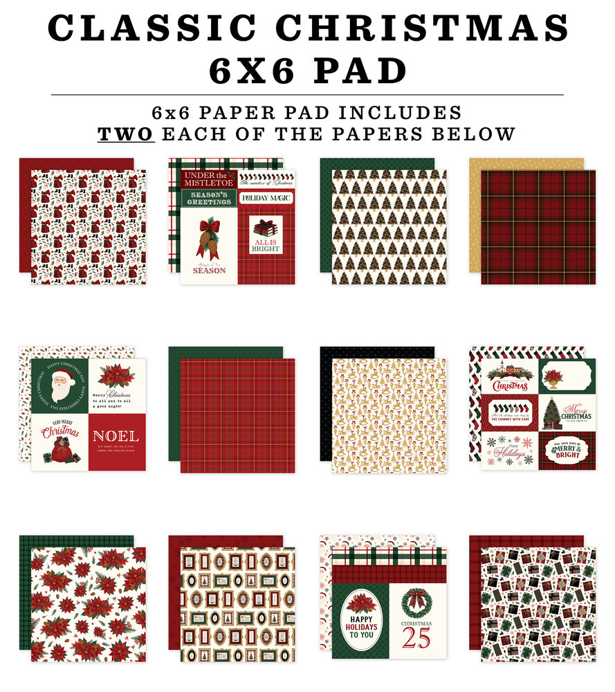 Carta Bella Classic Christmas 6x6 Inch Paper Pad (CBCC519023) Carta Bella Classic Christmas 6x6 Inch Paper Pad (CBCC519023)