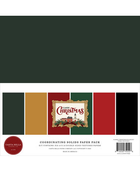 Carta Bella Classic Christmas 12x12 Inch Coordination Solids Paper Pack (CBCC519015)