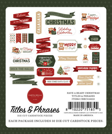 Carta Bella Have A Beary Christmas Titles & Phrases (CBBC518032) Carta Bella Have A Beary Christmas Titles & Phrases (CBBC518032)