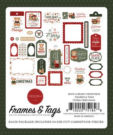 Carta Bella Have A Beary Christmas Frames & Tags (CBBC518025) Carta Bella Have A Beary Christmas Frames & Tags (CBBC518025)